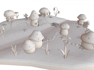 vila de cogumelo dos desenhos animados Modelo 3D