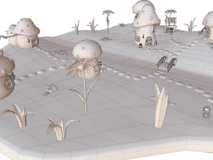 vila de cogumelo dos desenhos animados Modelo 3D