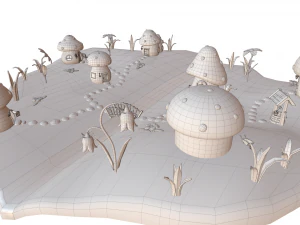 vila de cogumelo dos desenhos animados Modelo 3D