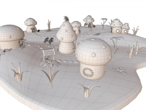 vila de cogumelo dos desenhos animados Modelo 3D