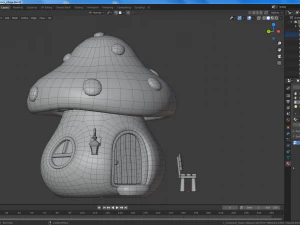 vila de cogumelo dos desenhos animados Modelo 3D