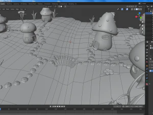vila de cogumelo dos desenhos animados Modelo 3D