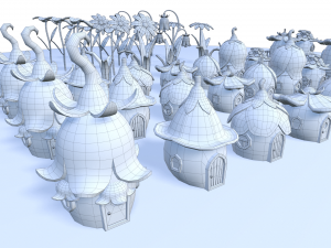 cartoon fairy village Modèle 3D
