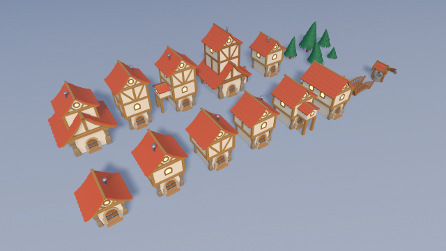 cartoon village 3D मॉडल .c4d .max .obj .3ds .fbx .stl .blend 