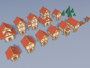 cartoon village 3D मॉडल