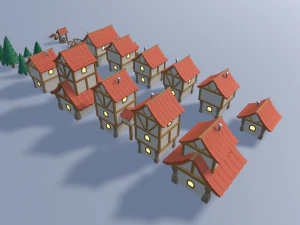 cartoon village 3D Model