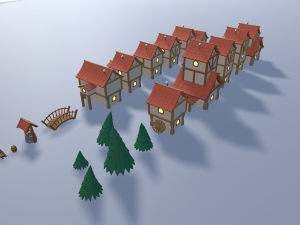 cartoon village 3D मॉडल