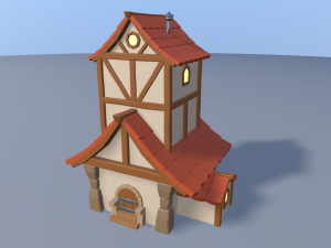 cartoon village 3D मॉडल