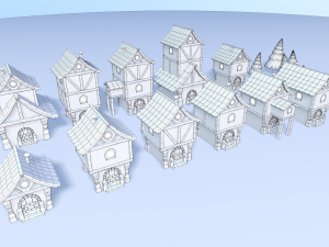 cartoon village 3D मॉडल