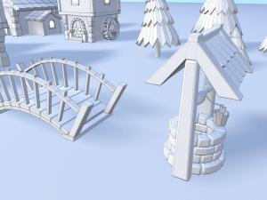 cartoon village 3D मॉडल
