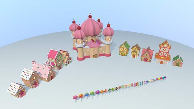 cartoon sweet kingdom 3D Модель .c4d .max .obj .3ds .fbx .stl .blend 