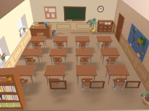 cartoon classroom 3D मॉडल
