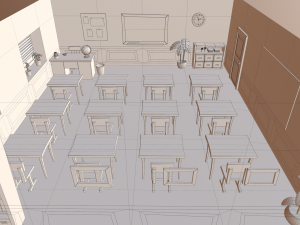 cartoon classroom 3D Model