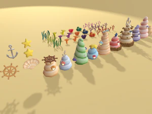 cartoon sea village 3D Model