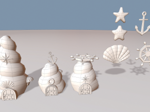 cartoon sea village Modelo 3D