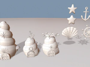 cartoon sea village 3D Model