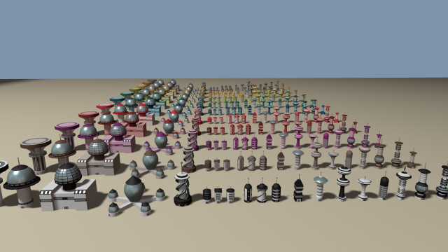 cartoon sci-fi city low-poly 3Dモデル .c4d .max .obj .3ds .fbx .stl .blend 