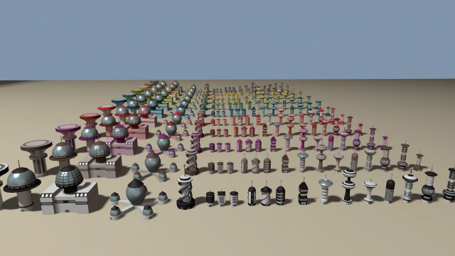 cartoon sci-fi city low-poly 3D Model .c4d .max .obj .3ds .fbx .stl .blend 