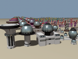cartoon sci-fi city low-poly 3Dモデル