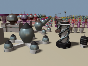 cartoon sci-fi city low-poly 3Dモデル