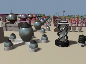 cartoon sci-fi city low-poly 3D Model