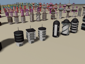 cartoon sci-fi city low-poly 3Dモデル