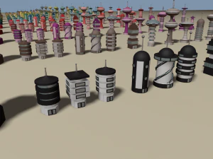 cartoon sci-fi city low-poly 3D Model