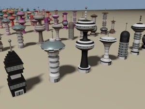 cartoon sci-fi city low-poly 3D Model