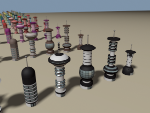 cartoon sci-fi city low-poly 3Dモデル