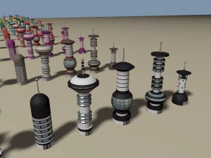 cartoon sci-fi city low-poly 3D Model