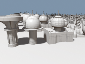 cartoon sci-fi city low-poly 3Dモデル