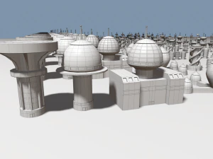 cartoon sci-fi city low-poly 3D Model