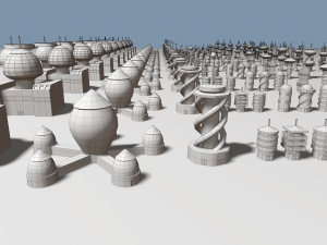 cartoon sci-fi city low-poly 3Dモデル
