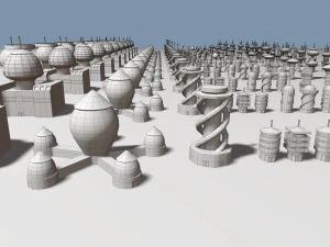 cartoon sci-fi city low-poly 3D Model