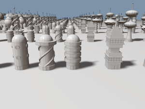 cartoon sci-fi city low-poly 3Dモデル