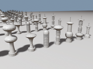 cartoon sci-fi city low-poly 3Dモデル
