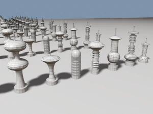 cartoon sci-fi city low-poly 3D Model