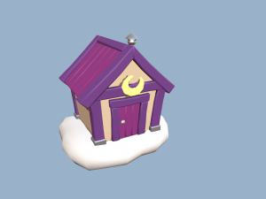 cartoon houses sun and moon Modelo 3D