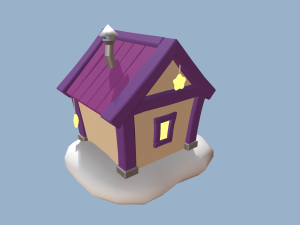 cartoon houses sun and moon Modelo 3D