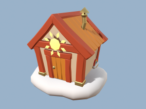 cartoon houses sun and moon Modelo 3D
