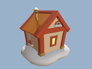 cartoon houses sun and moon Modelo 3D