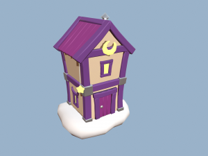cartoon houses sun and moon Modelo 3D