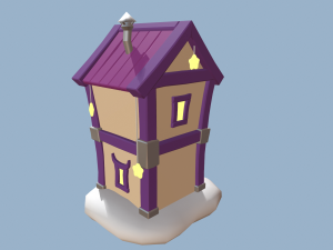 cartoon houses sun and moon Modelo 3D