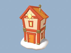 cartoon houses sun and moon Modelo 3D