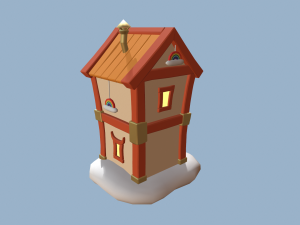 cartoon houses sun and moon Modelo 3D