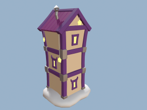 cartoon houses sun and moon Modelo 3D