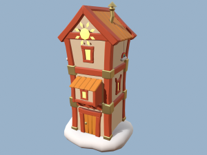cartoon houses sun and moon Modelo 3D