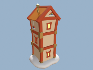 cartoon houses sun and moon Modelo 3D