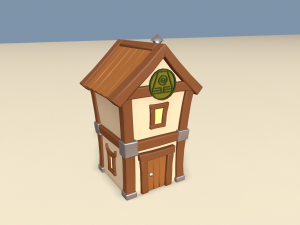 cartoon houses four elements Modelo 3D