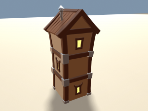 cartoon houses four elements Modelo 3D